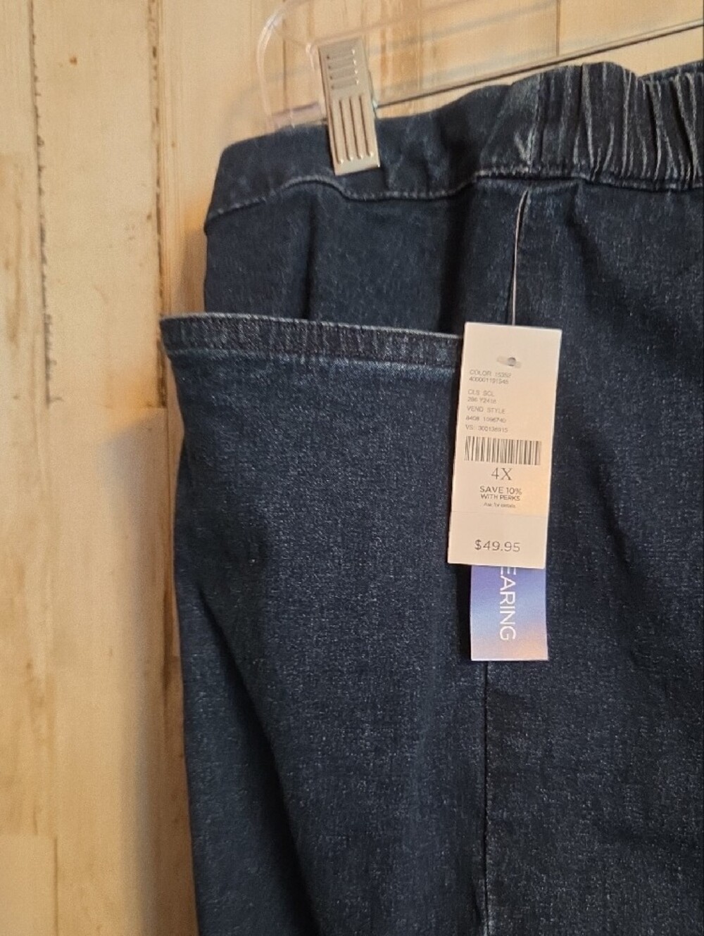 Catherines Women's Relaxed Dark Blue Pull-On Jeans - Picture 5 of 10